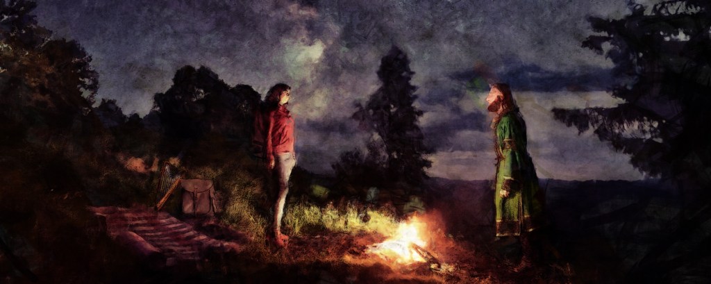 Taliesen and Sarah, illustration by Jane Noel